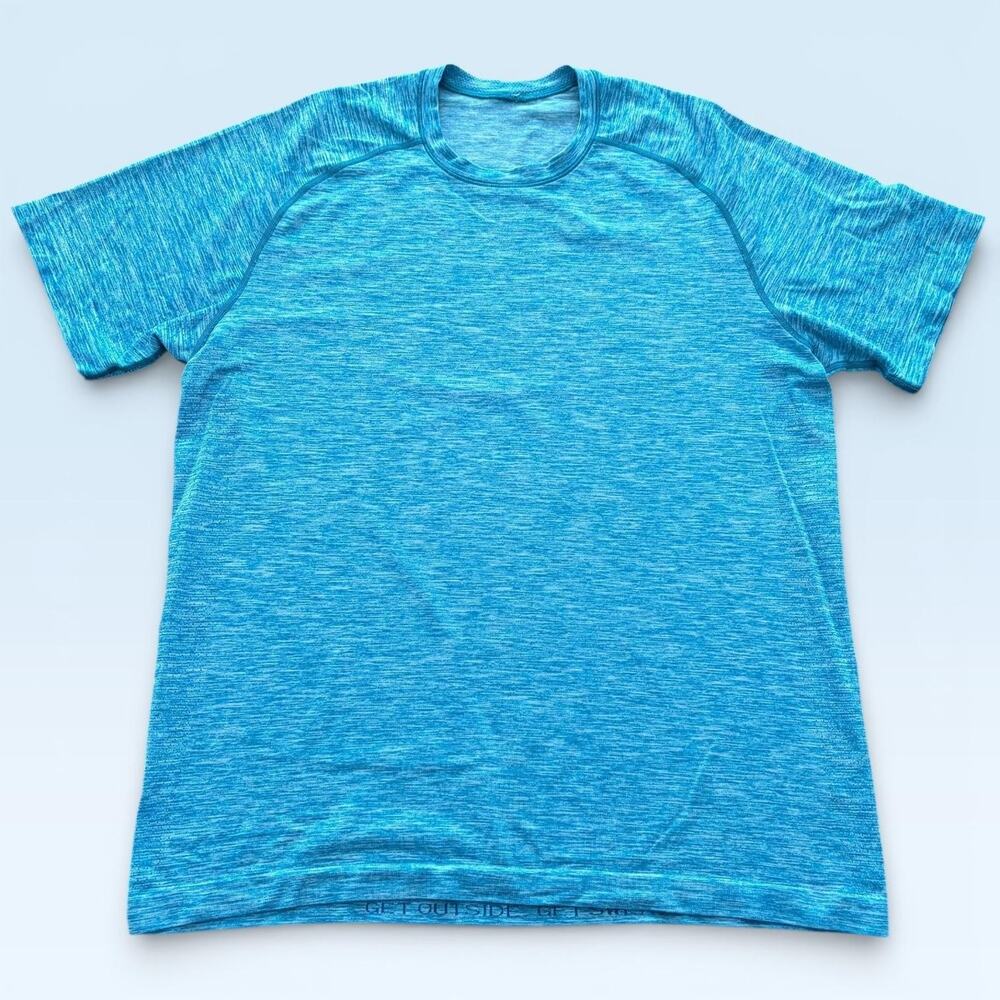 Lululemon Shirt Mens XL Blue Heather Short Sleeve Raglan Athletic Running